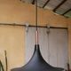Vintage tulip hanging lamp in black metal and copper