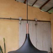Vintage tulip hanging lamp in black metal and copper