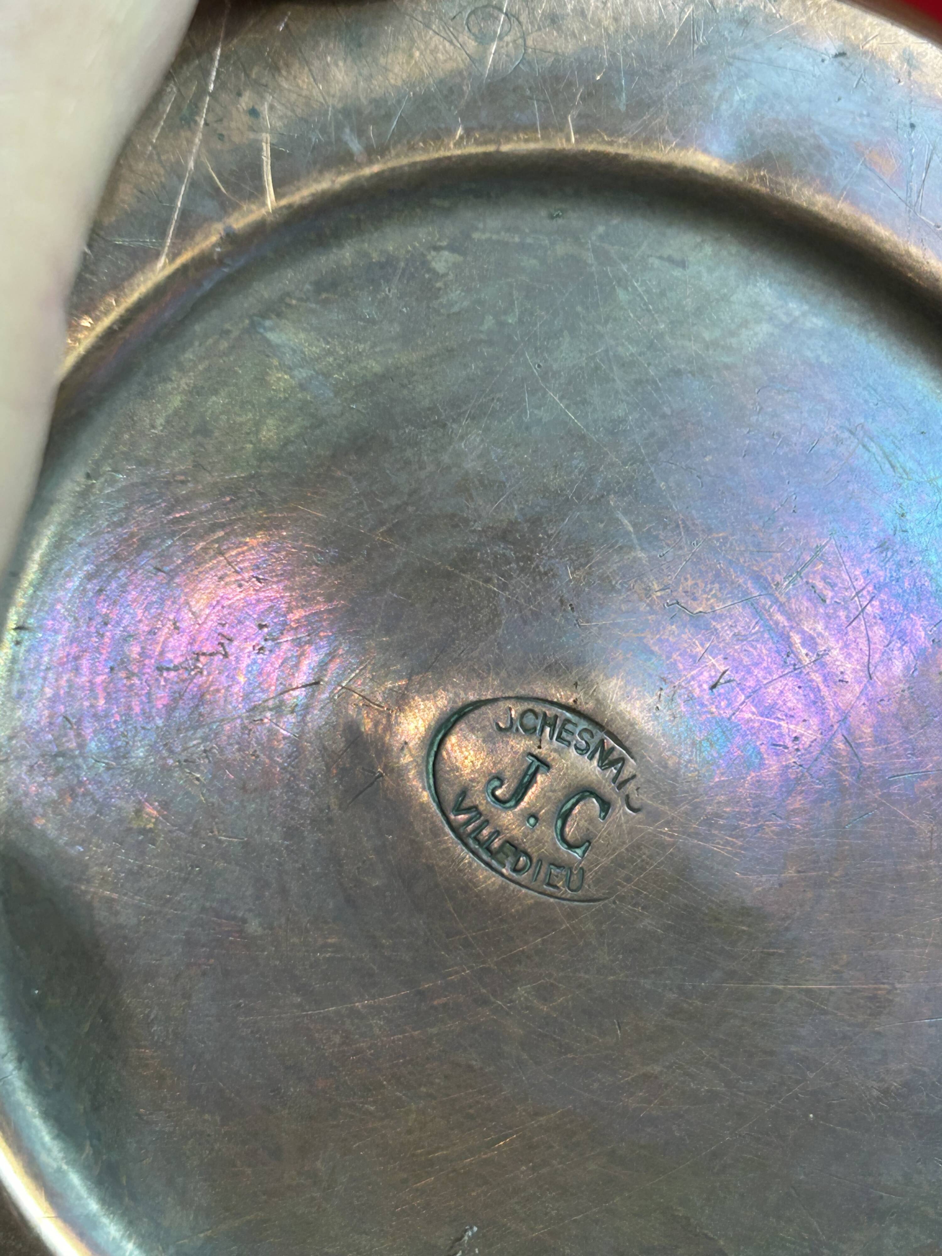 Dinanderie - Art Deco vase signed JC = J. Chesnais Villedieu circa 1930 copper