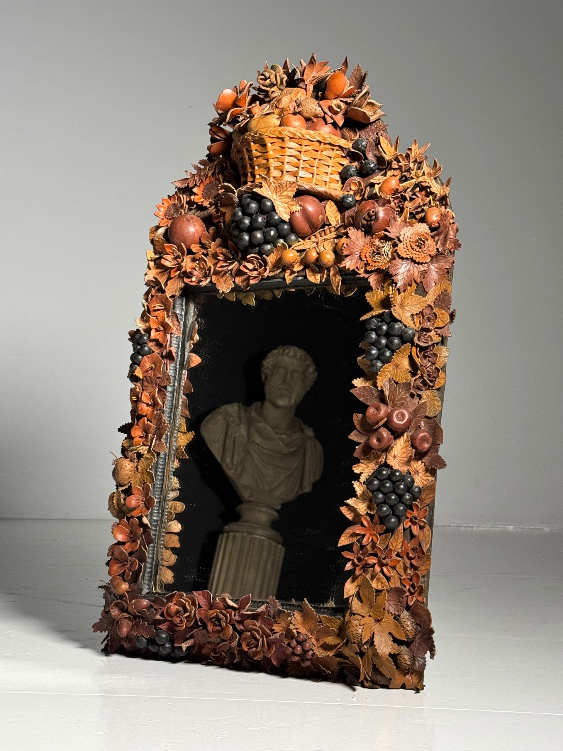 English folk art mirror leather