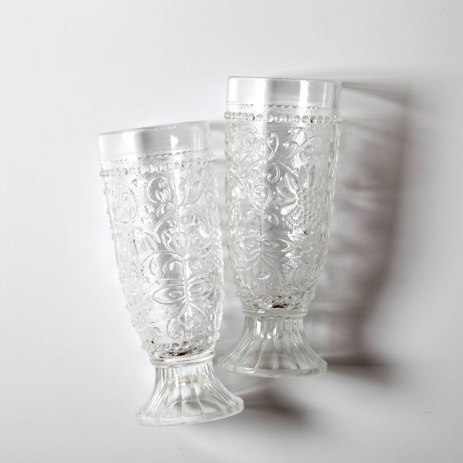 Set of 2 Pressed Glass Stylish Glasses Cibulak by Pavel Panek / 1977