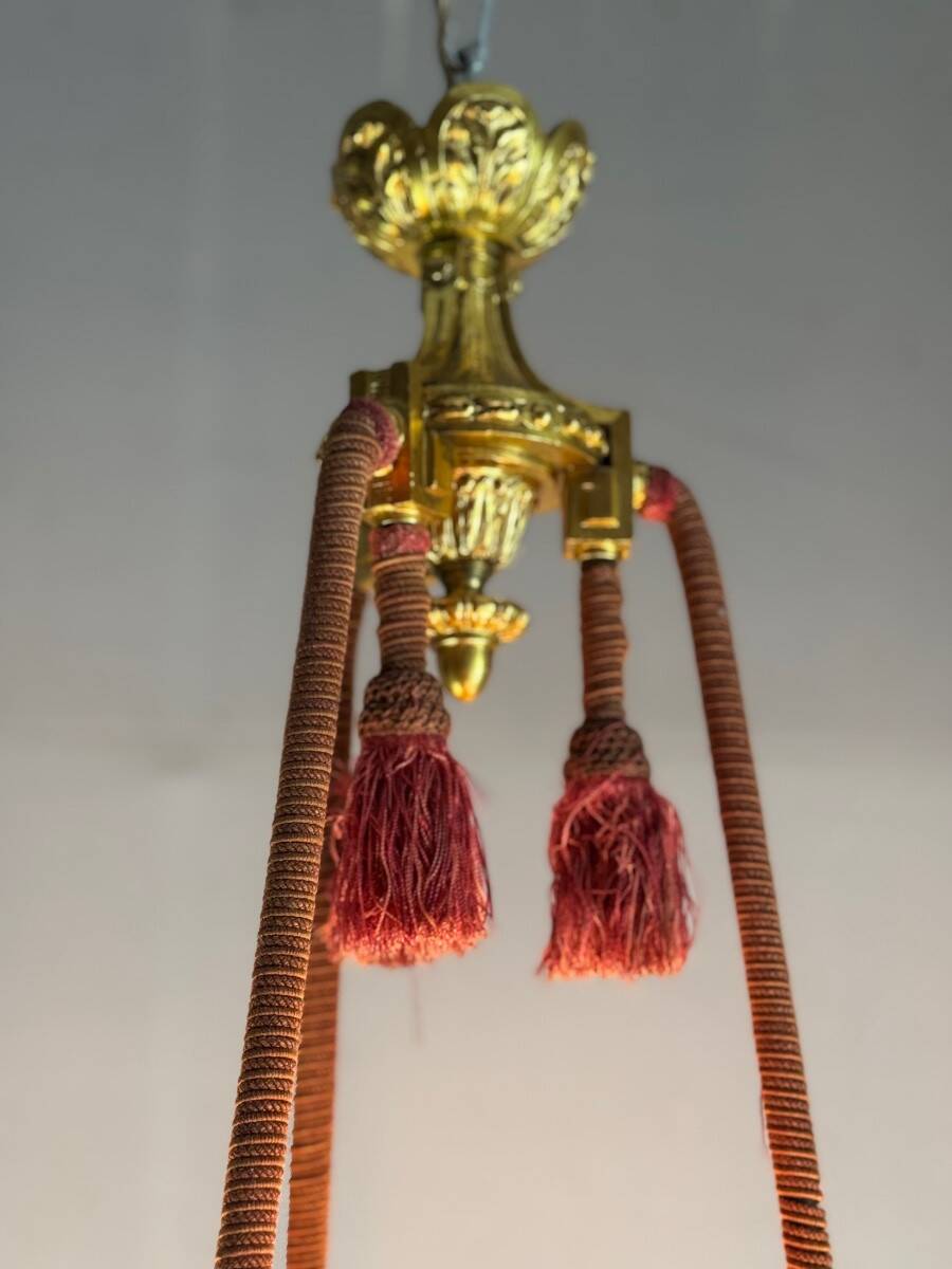 Louis XVI Style Basket Chandelier in Gilt Bronze Circa 1880