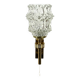 Antique wall light, Arlus type torch, in brass and glass tulip