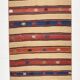 Tapis couloir vintage en kilim beige sable et bleu, 70x258 cm