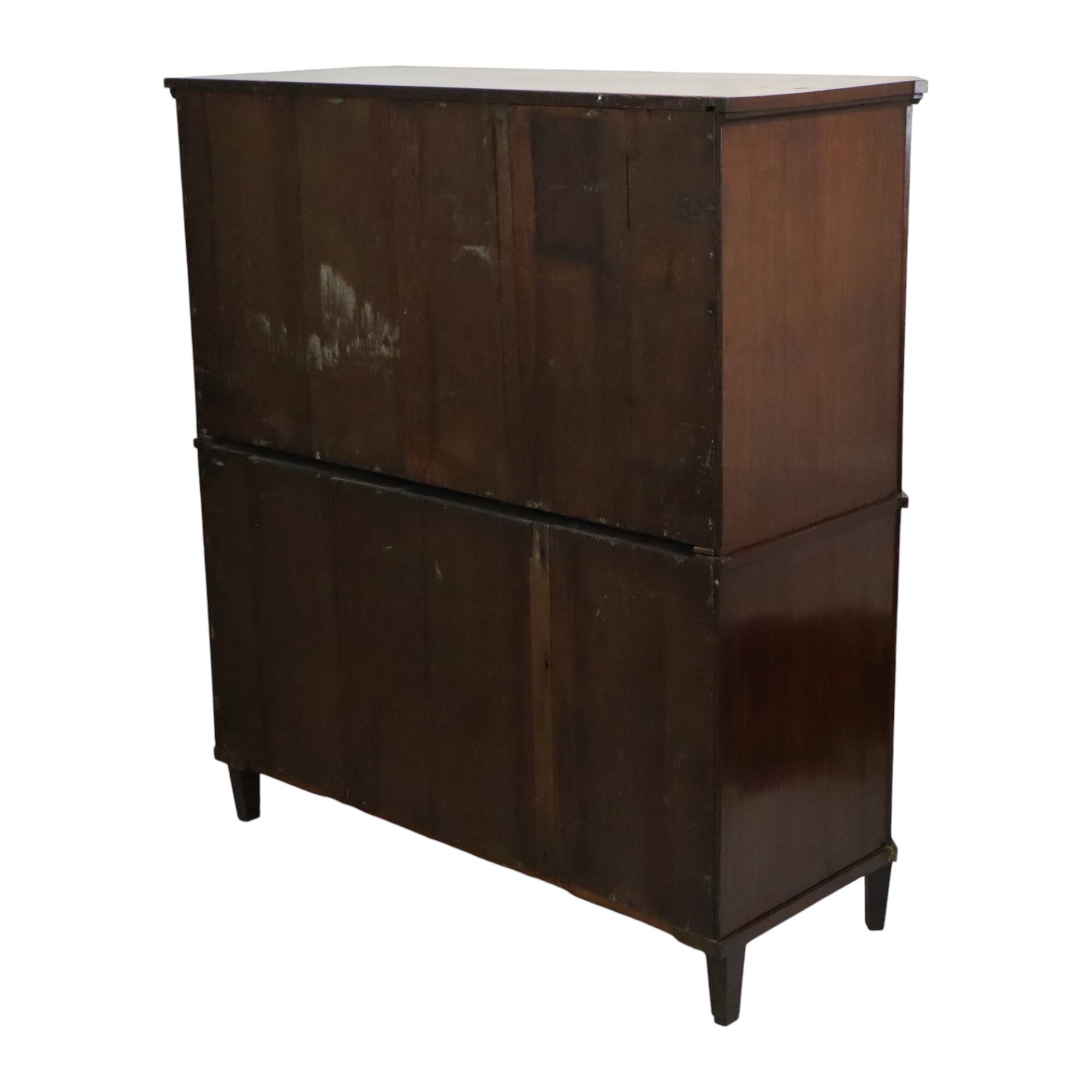Commode Chiffonnière Ancienne en Acajou Flammé sur Chêne XIXe Siècle