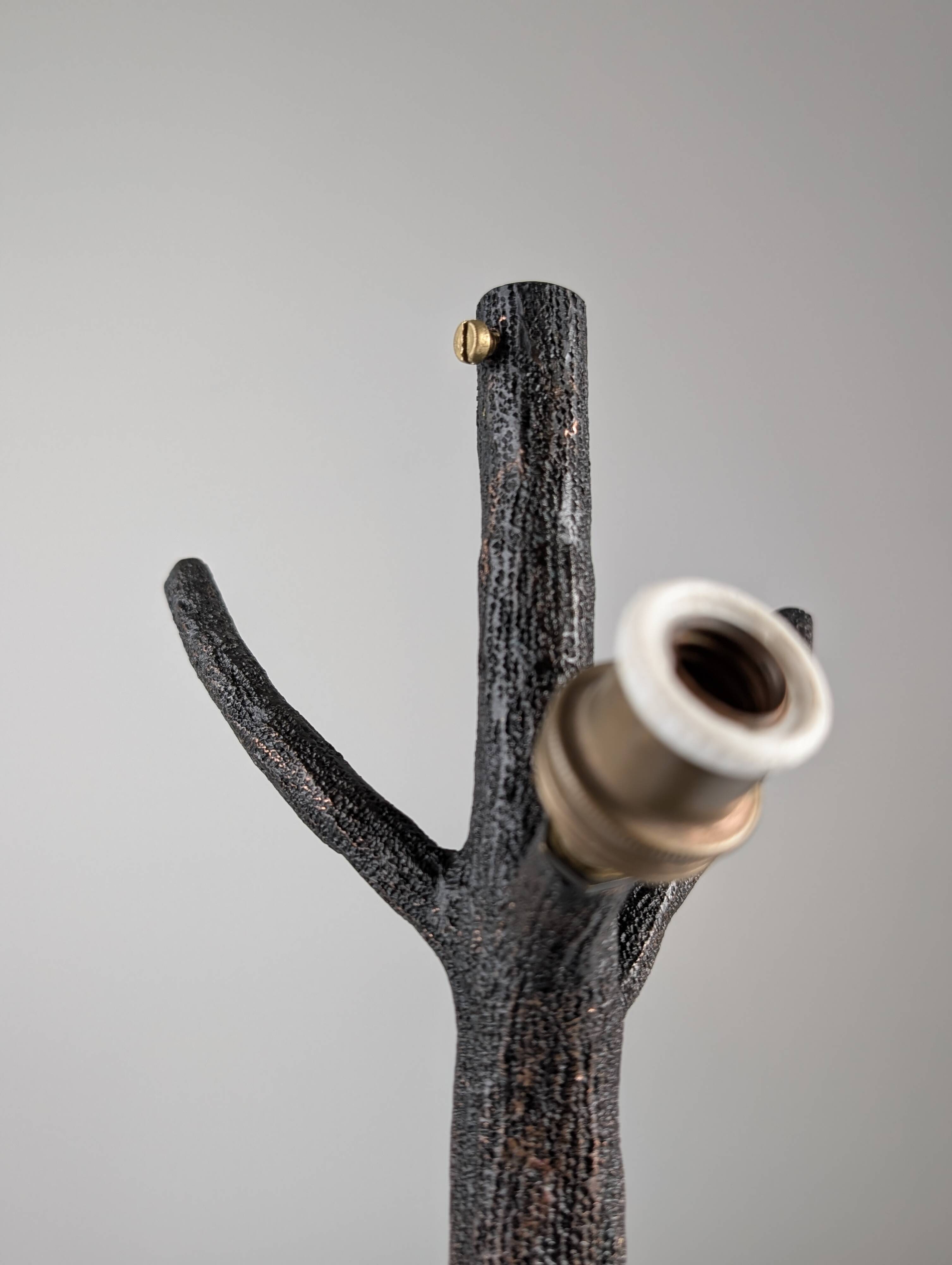Hammered Copper Sculptural Lamp in the Shape of a Tree, Mid-Century Modern