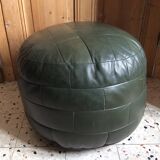 Green Sede leather pouf