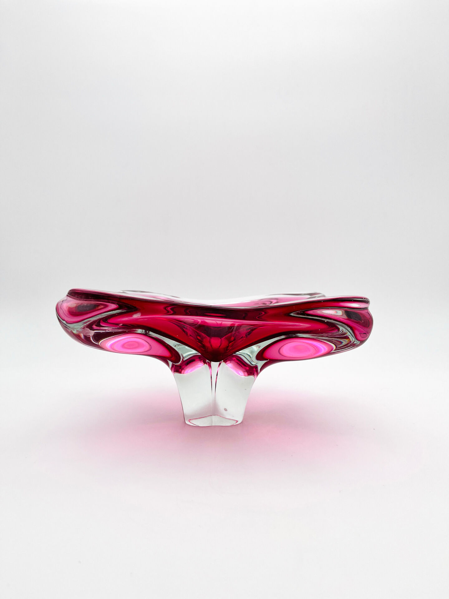 Large Crystal Bowl Bohemia Josef Hospodka 2.6kg Ruby Design 1960