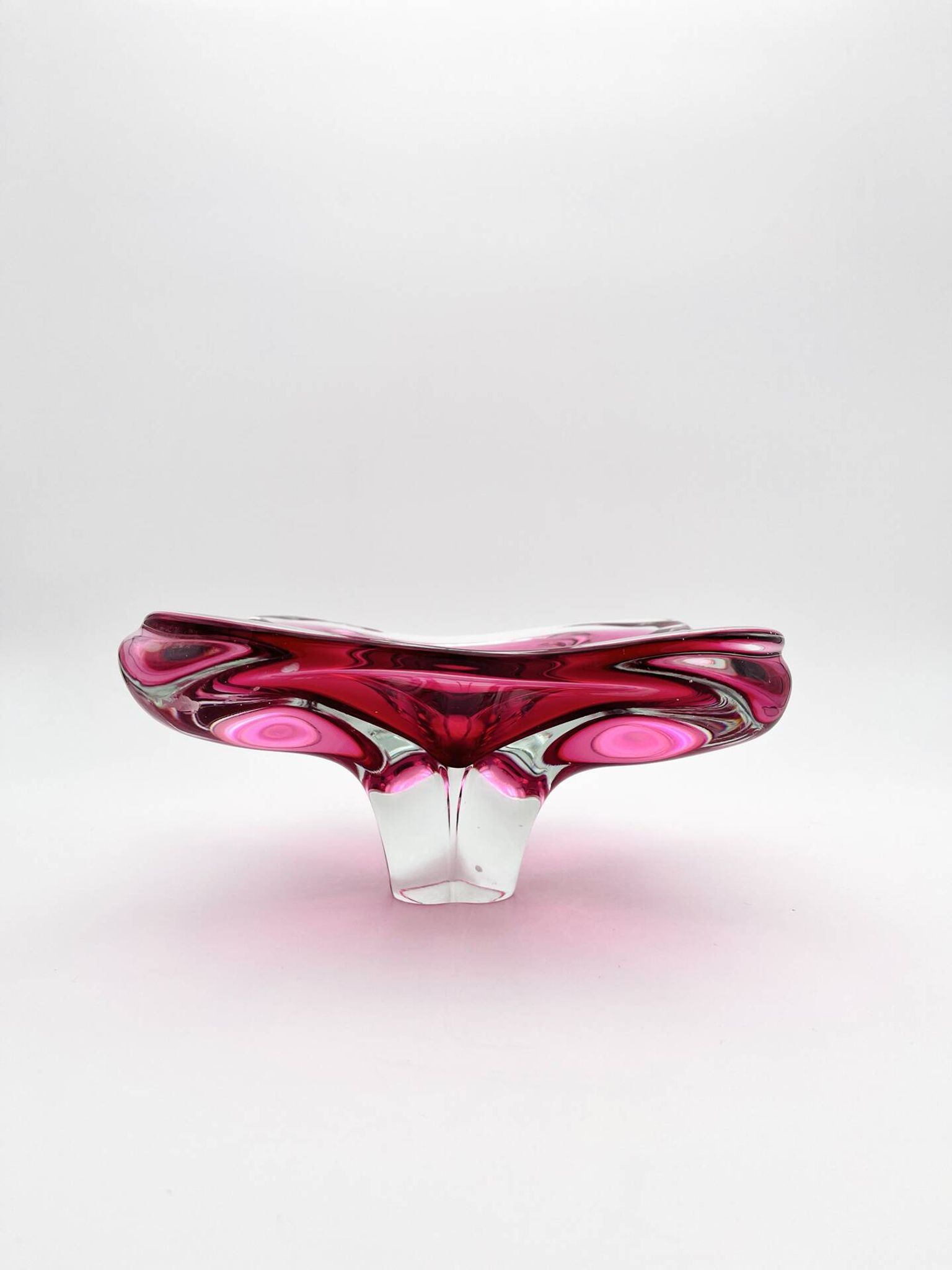 Large Crystal Bowl Bohemia Josef Hospodka 2.6kg Ruby Design 1960