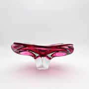 Large Crystal Bowl Bohemia Josef Hospodka 2.6kg Ruby Design 1960