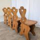 Vintage Alpine Wooden Chairs (Set of 4) Heart Cut-Out