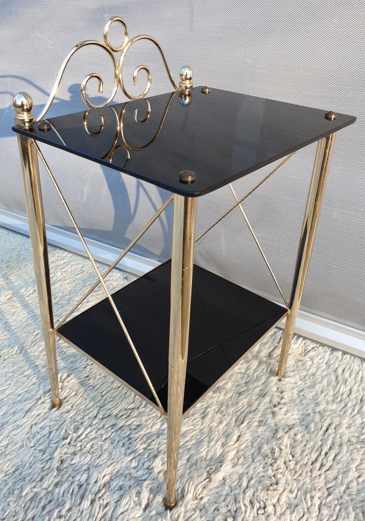 Vintage 70s gold and black opaline serving trolley