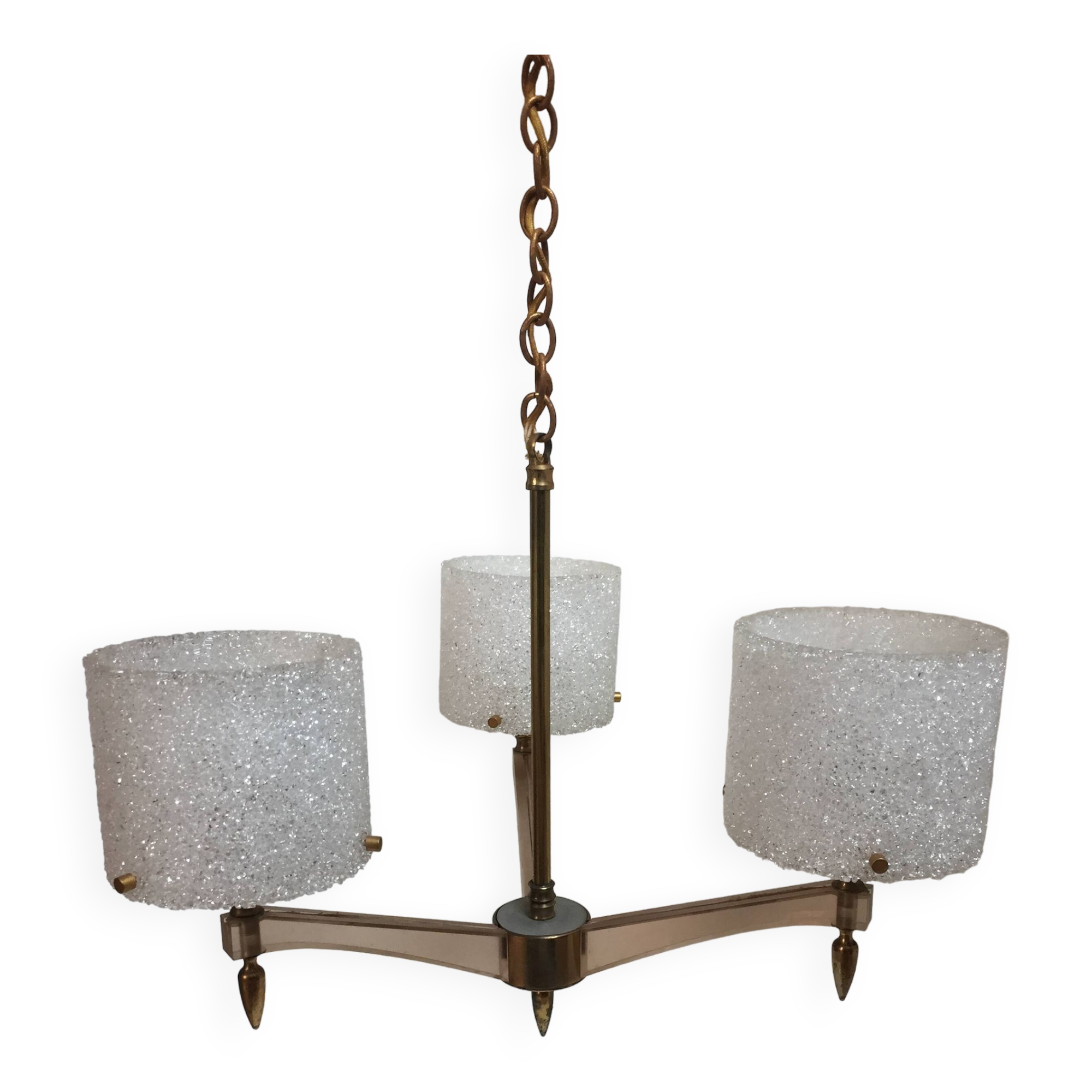Perspex, brass and plexiglass chandelier from the 1960s