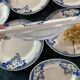 Lot 6 flat plates, 1 dish, 1 Ceranord Saint Amand Vintage 1950s dish
