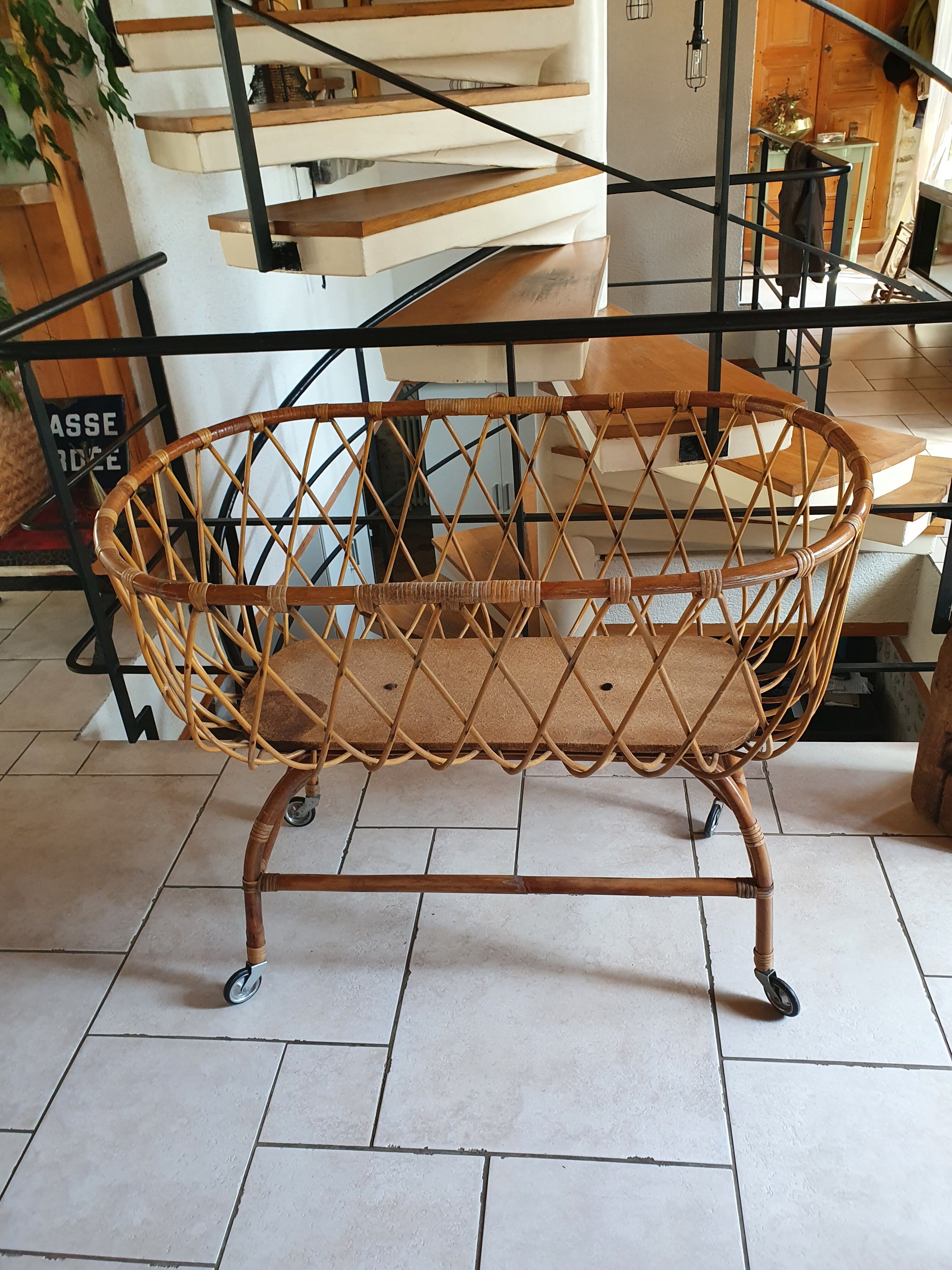 Vintage rattan crib