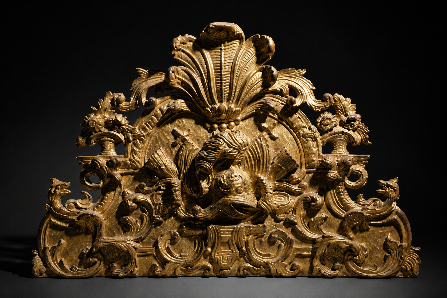 Fronton de miroir doré d’époque Régence (XVIIIème siècle)