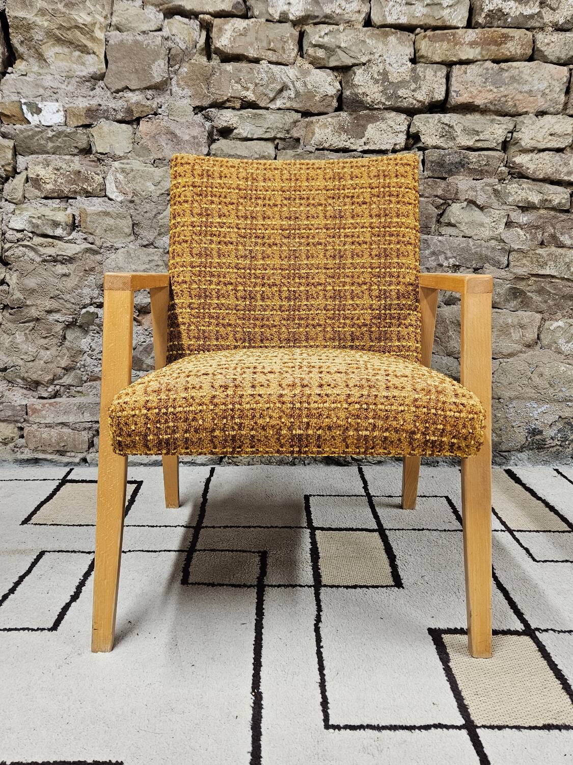 Vintage 1970 curled fireside chair