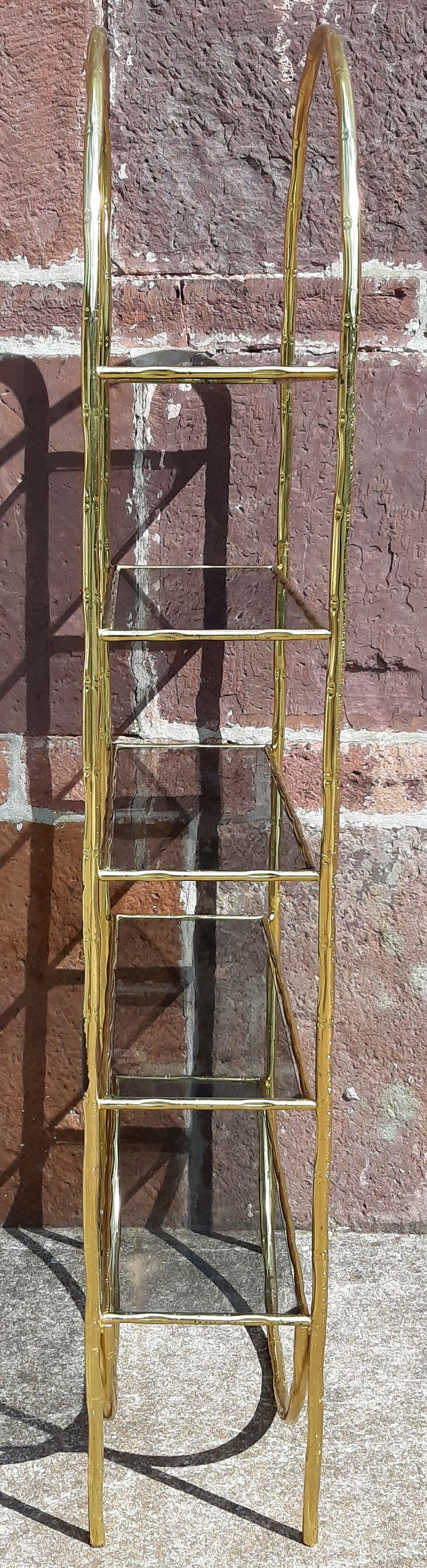 Shelf faux bamboo gold metal
