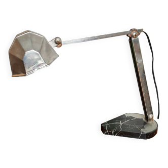 Lovely desk lamp with marble base and art deco metal base
