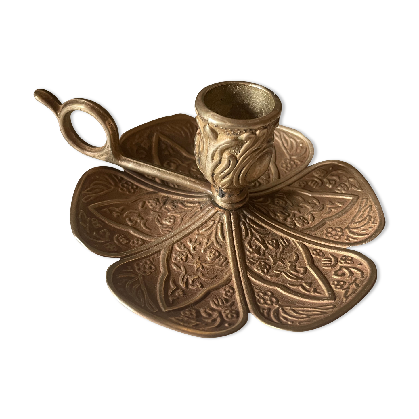 Brass flower candle holder