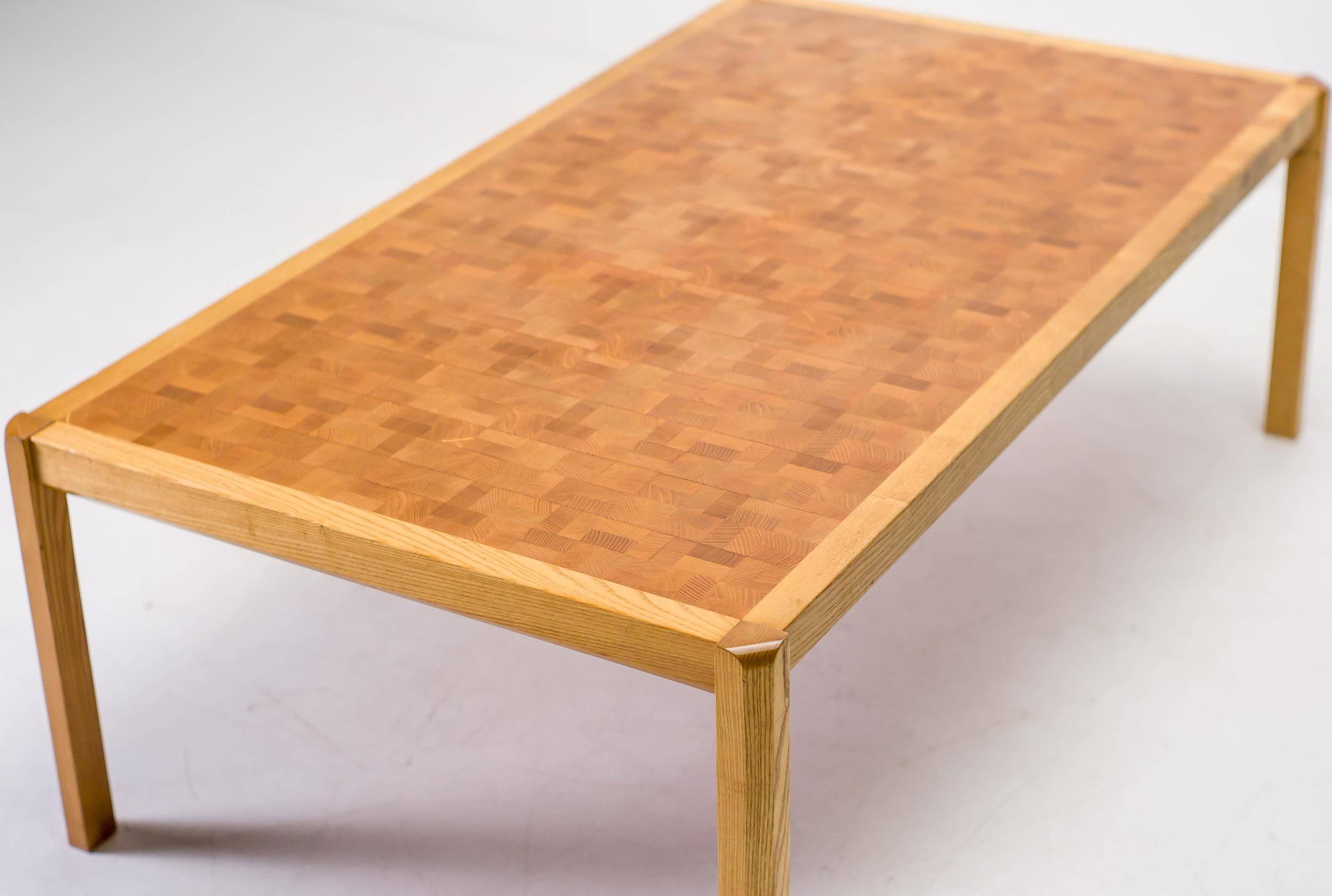 Grom Lindum coffee table, solid ash, The Scandinavian Modern Design, 1970s