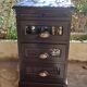 meuble rangement cuisine ou loisirs créatifs 3 tiroirs et 1 tablette en bois massif marron vernissé