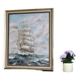 Swedish Mid-Century Oil on Canvas " Blåklocka" by S. Borgström