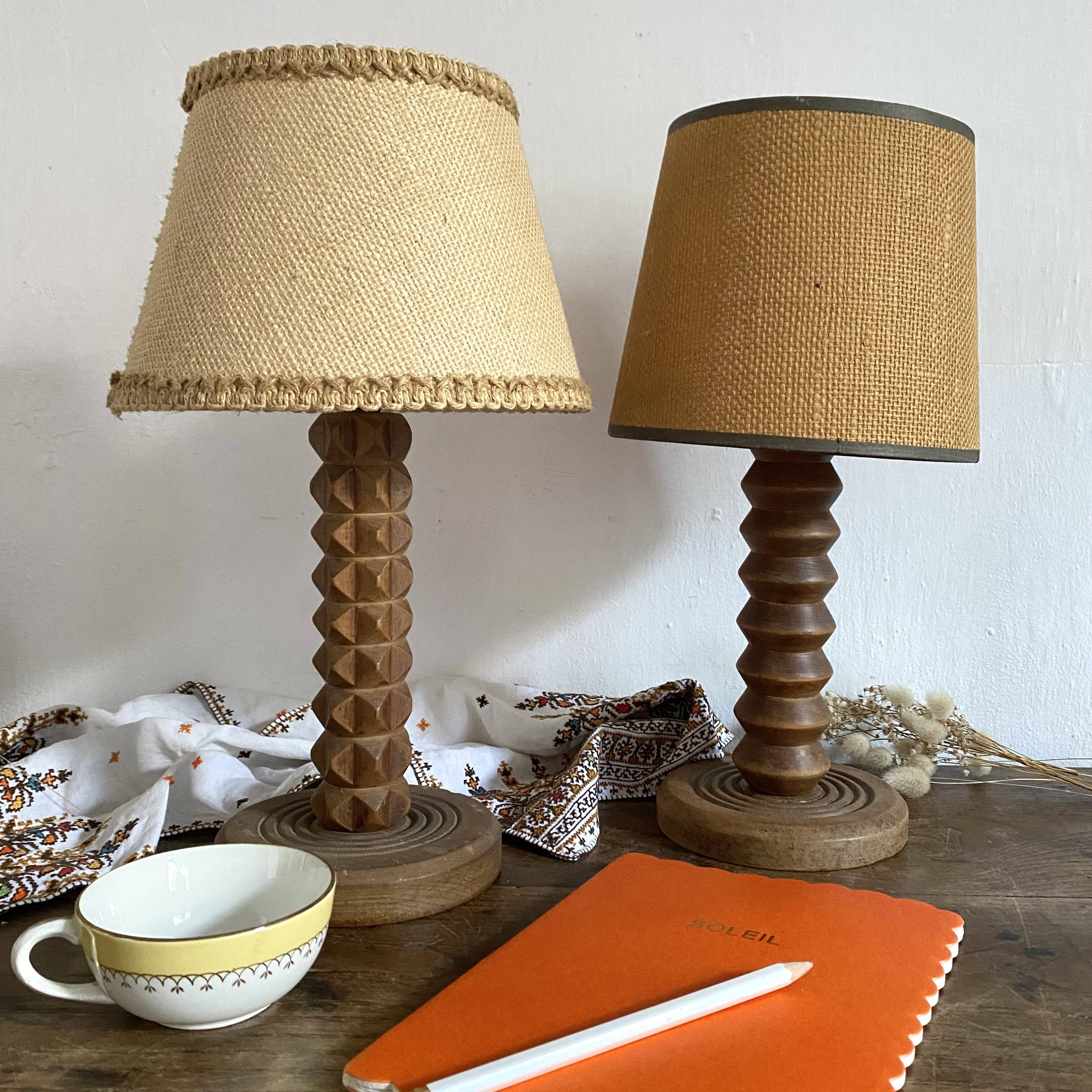 Charles Dudouyt style wooden lamp