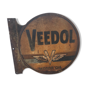 Ancienne Plaque en tôle double face "Veedol Motor Oil"