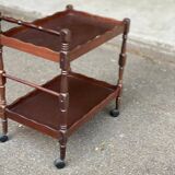 Solid wood serving trolley on wheels