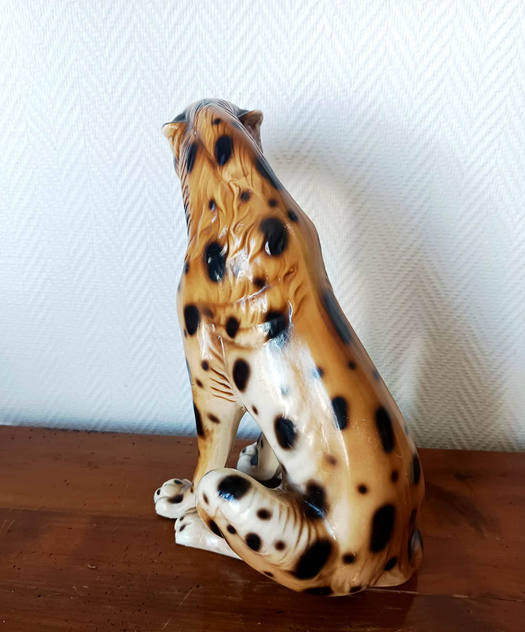 Vintage ceramic leopard, Italy 1970