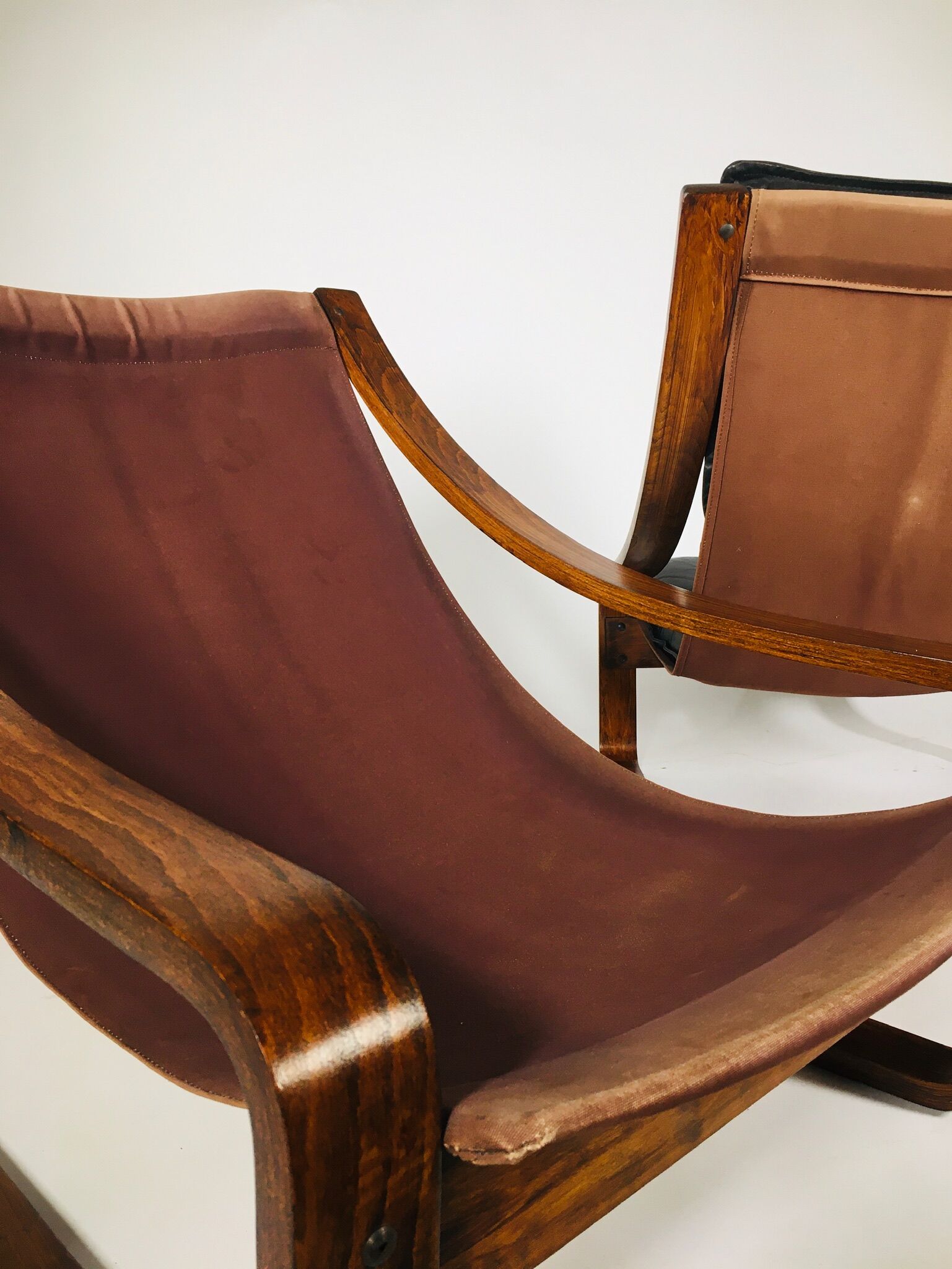 Pair of vintage leather armchairs, Sweden 1960's