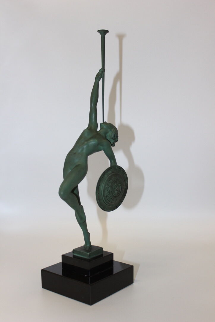 Art Deco Sculpture Trumpet Dancer "Jericho" By Guerbe
