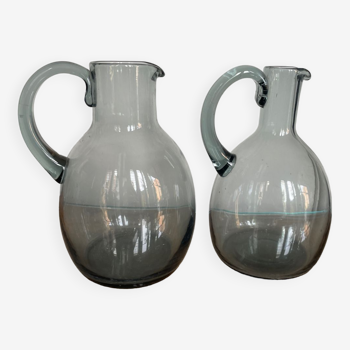 Set of two Daum pitchers in smoked crystal