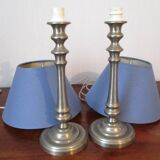 Paire de lampes de table argentées – XX ème