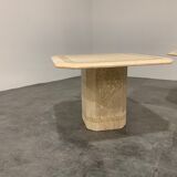 Set of 3 vintage travertine coffee table and side tables, 1980s
