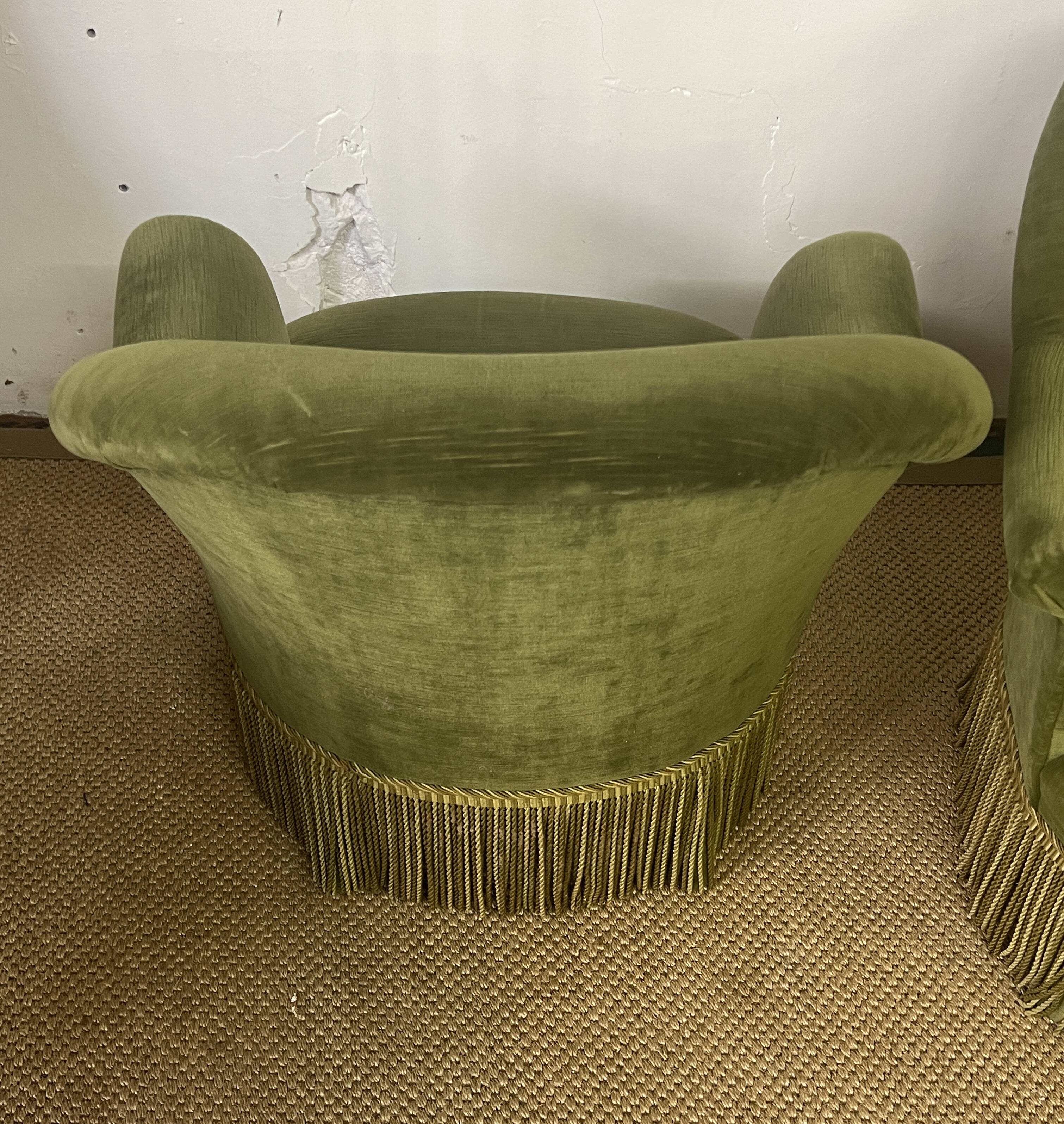 Pair of green toad armchairs