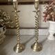 Pair of twisted brass candlesticks 37cm