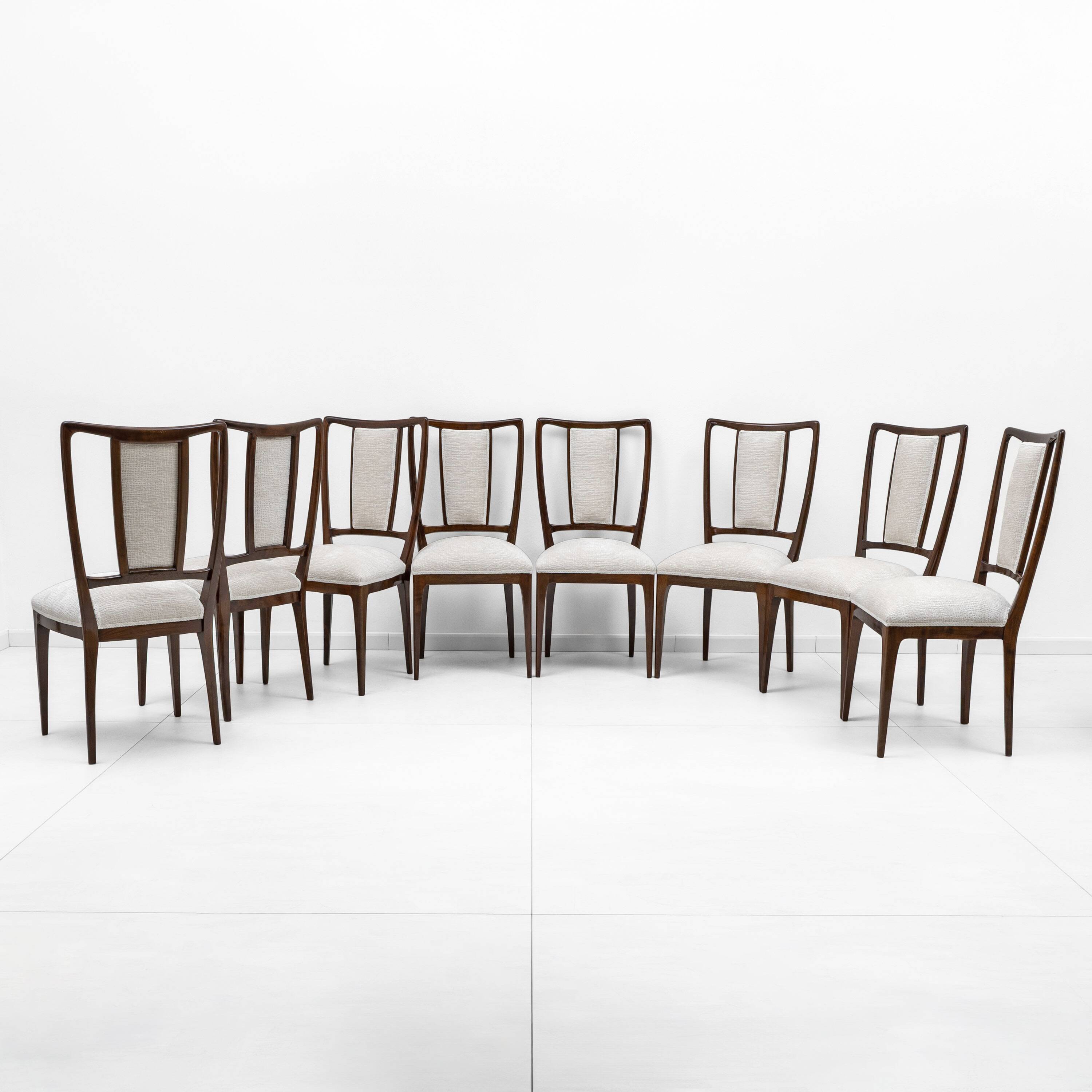 Set of 8 Osvaldo Borsani Mid-Century Modern Italian Bouclè Dining Chairs,50