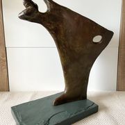 Contemporary Sculpture Solid Bronze Bow Boat and Mermaid Signed ORTIZ