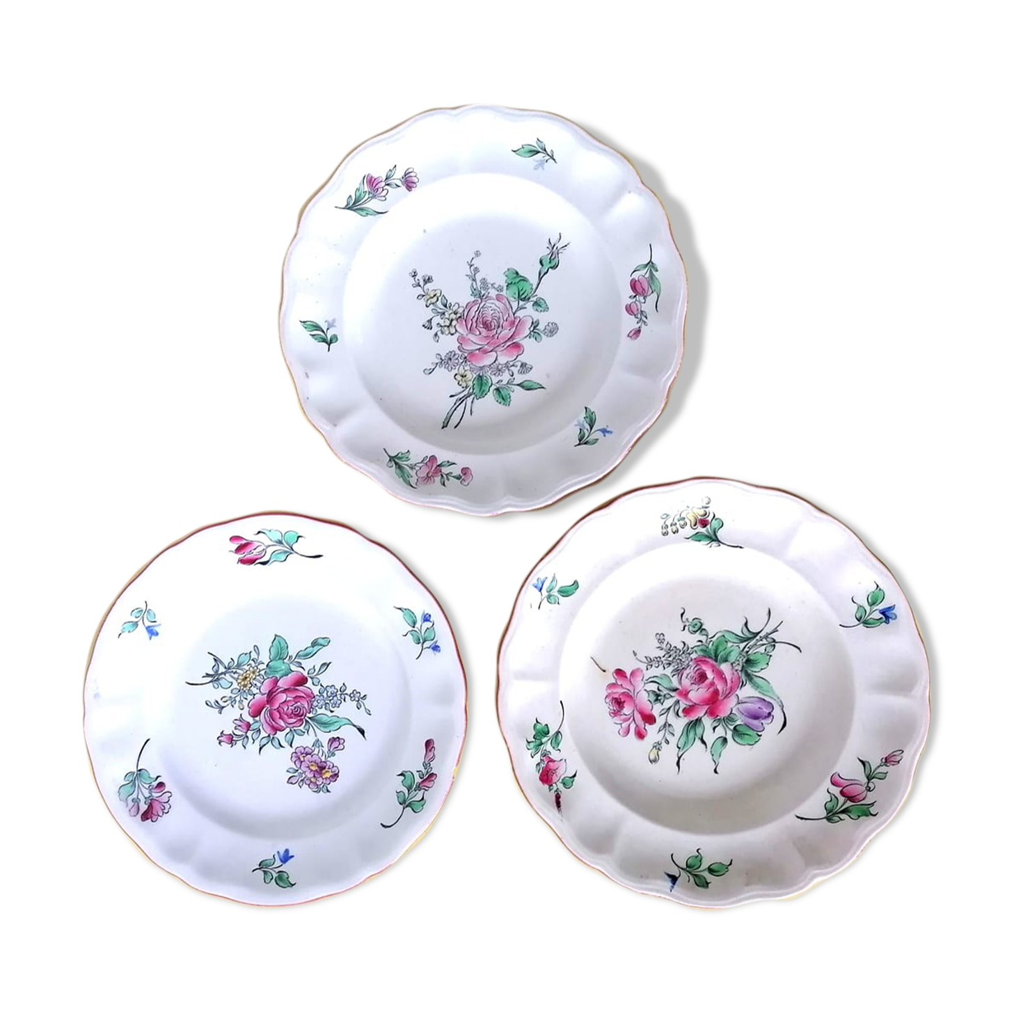 Rose plates Lunéville Keller & Guérin