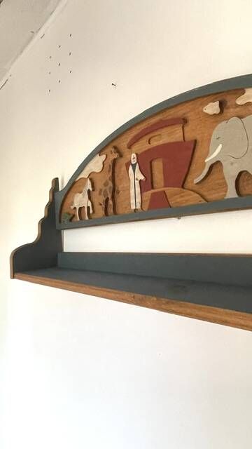Vintage solid wood noah's ark shelf