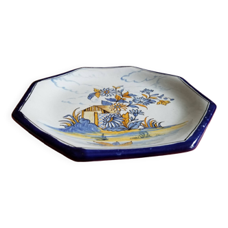 Octagonal dish in Nevers earthenware