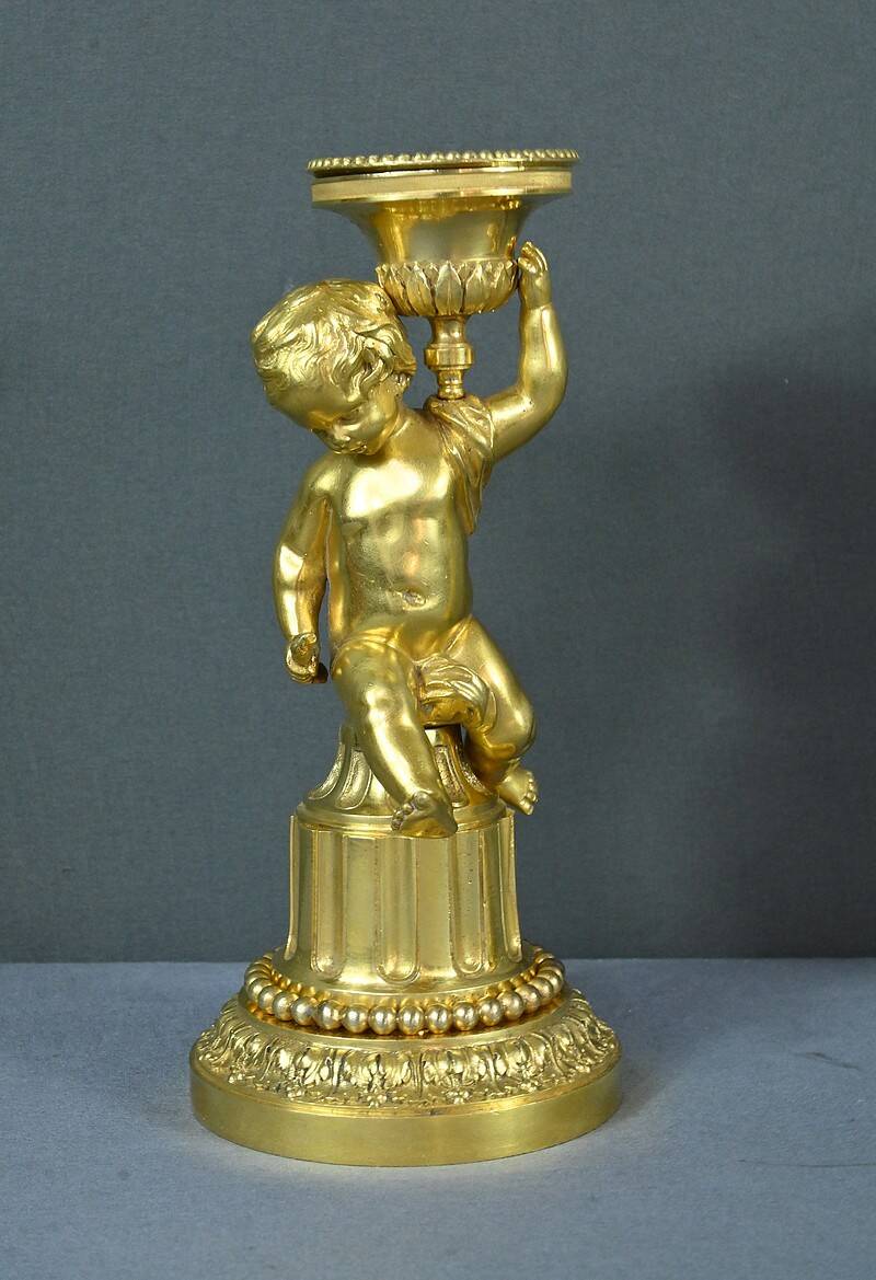Pair of Gilt Bronze Candlesticks, Louis XVI Style – Mid 19th Century