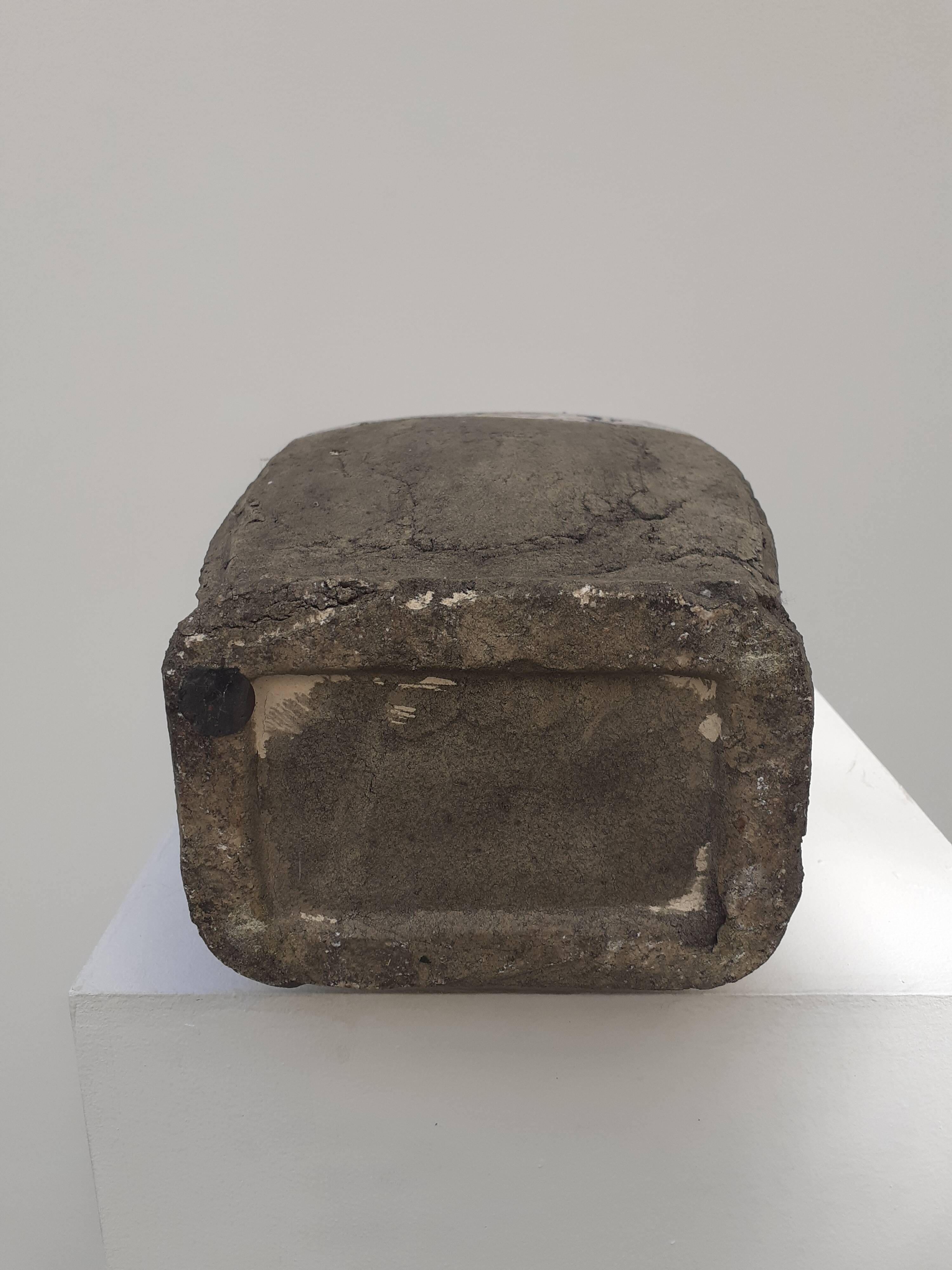 Vase with blue and white enamel on terracotta