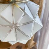 Vintage frosted glass lamp, Art Deco star shape, customizable