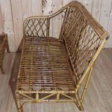 Vintage rattan corner sofa