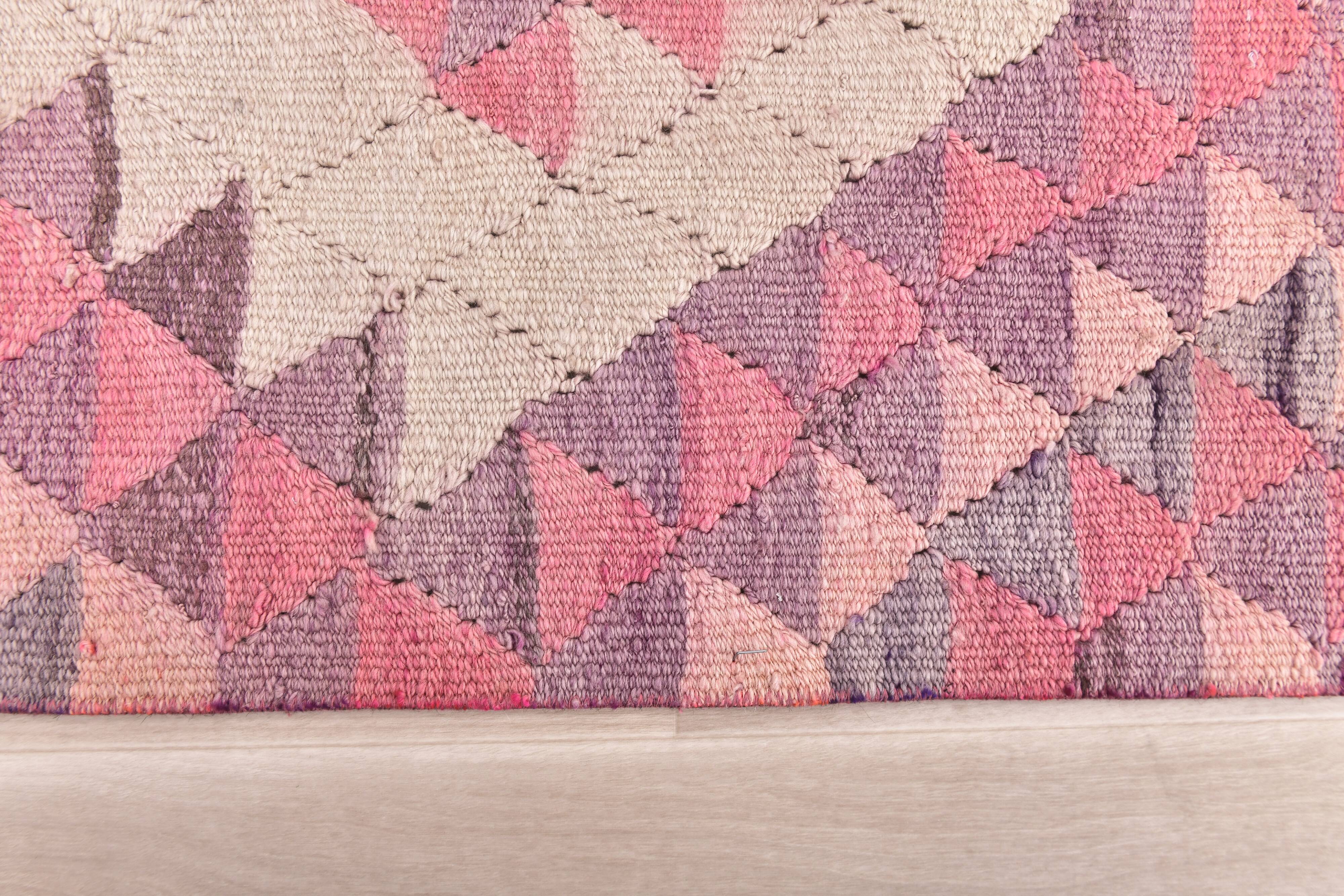 3x12 Pink & Beige Kilim Runner Rug 84x347Cm SK 34619