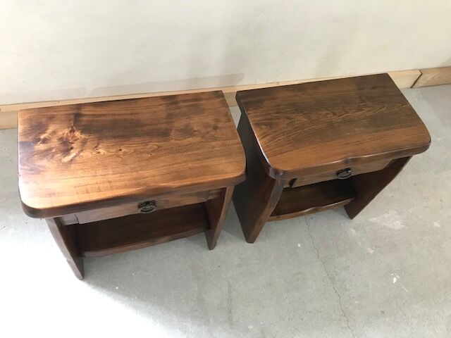 Pair of elm bedside tables