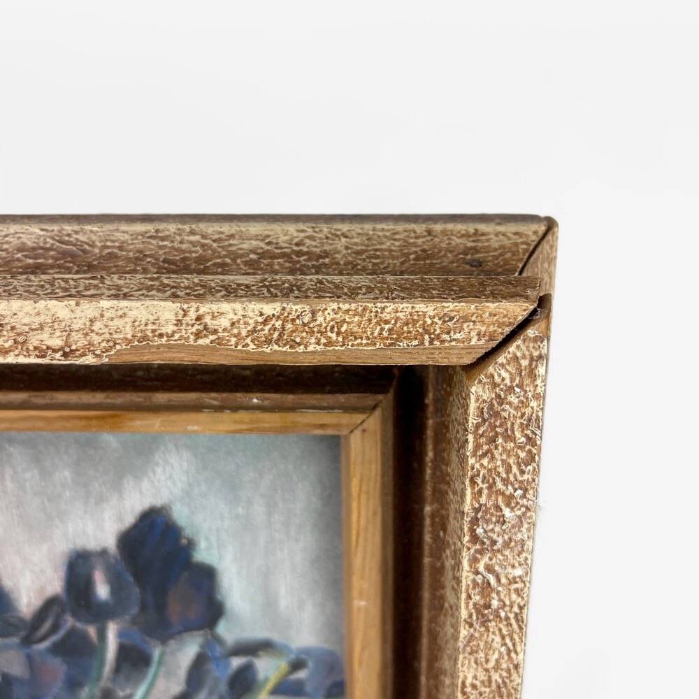 Pastel still life of iris and carnations